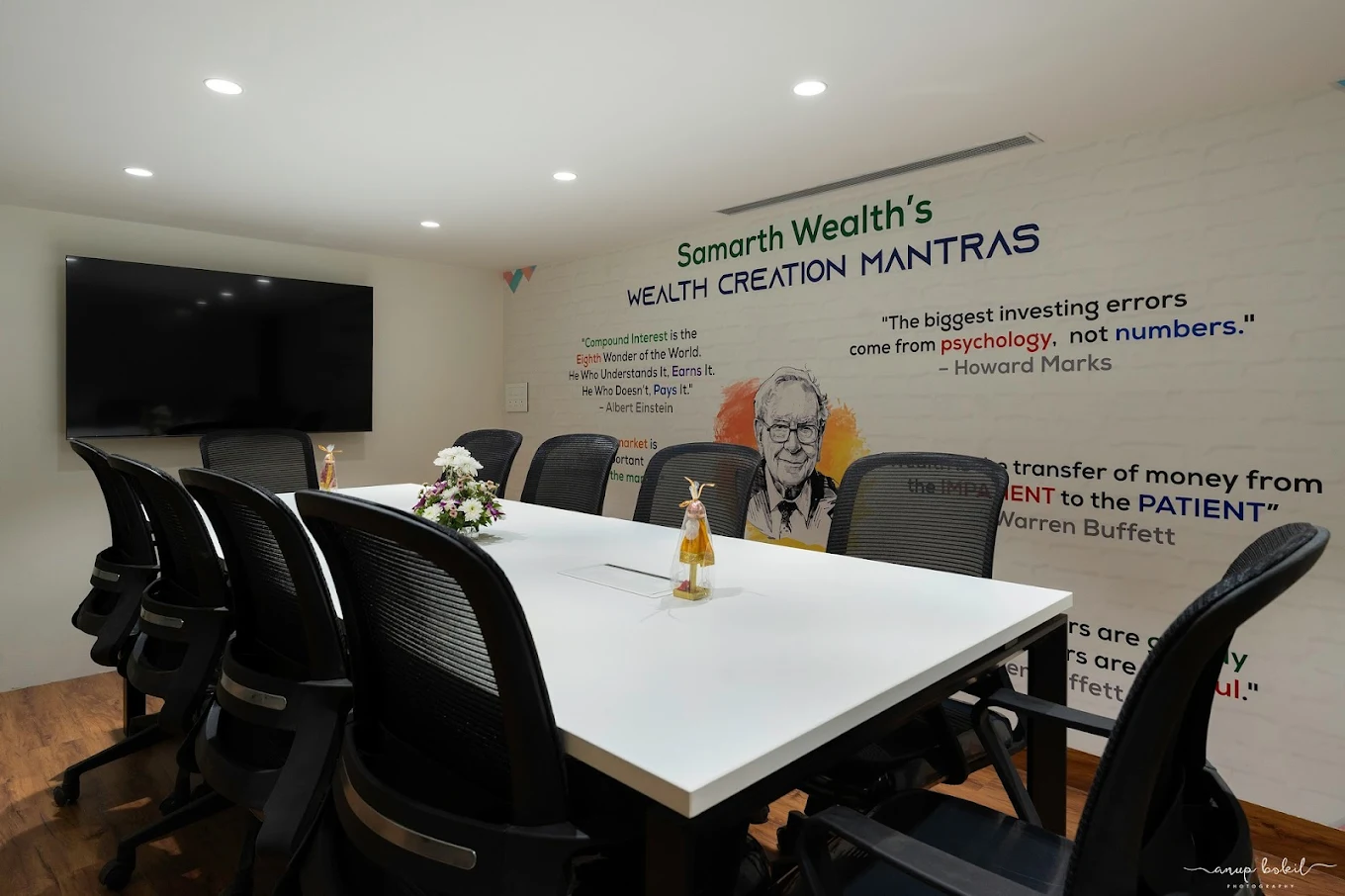 Samarth Wealth boardroom - client meetings for mutual fund SIP SWP and financial planning